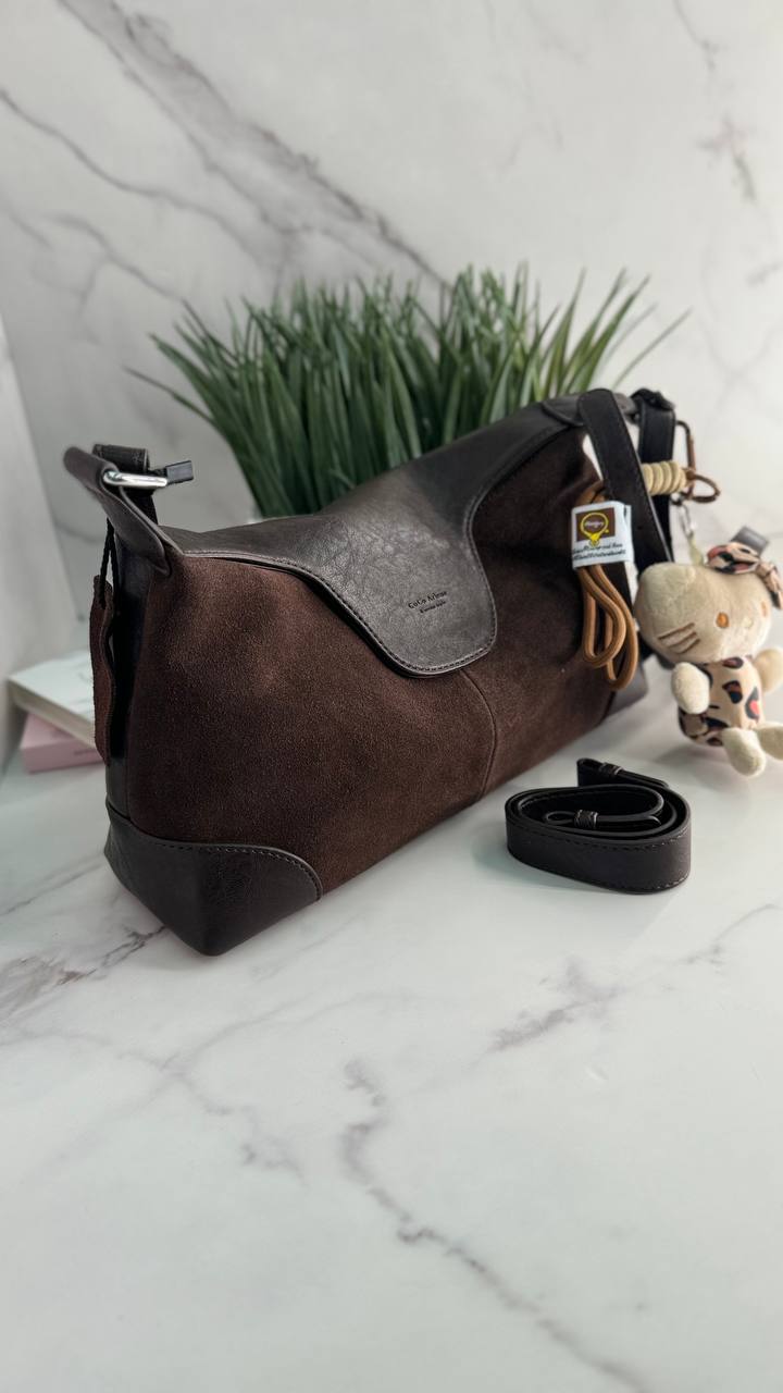 Graceful Luxe: Natural Suede and Leather Bag