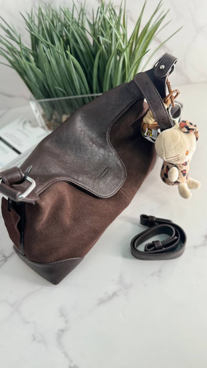 Graceful Luxe: Natural Suede and Leather Bag
