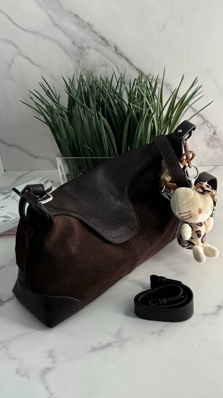 Graceful Luxe: Natural Suede and Leather Bag