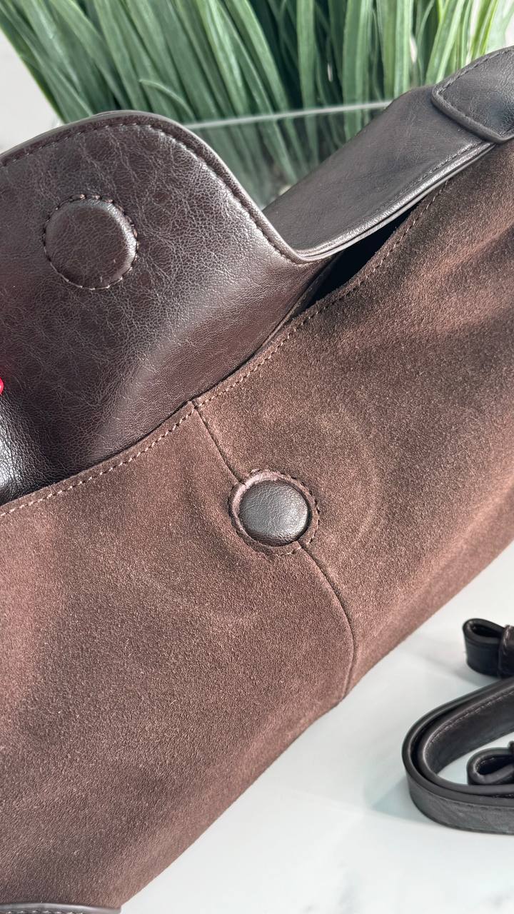 Graceful Luxe: Natural Suede and Leather Bag