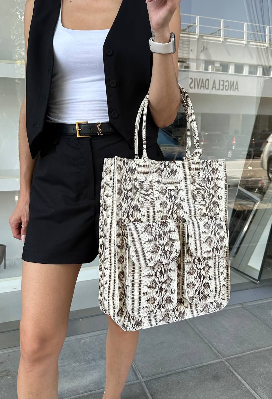 Python Artisano Genuine Leather Shopper