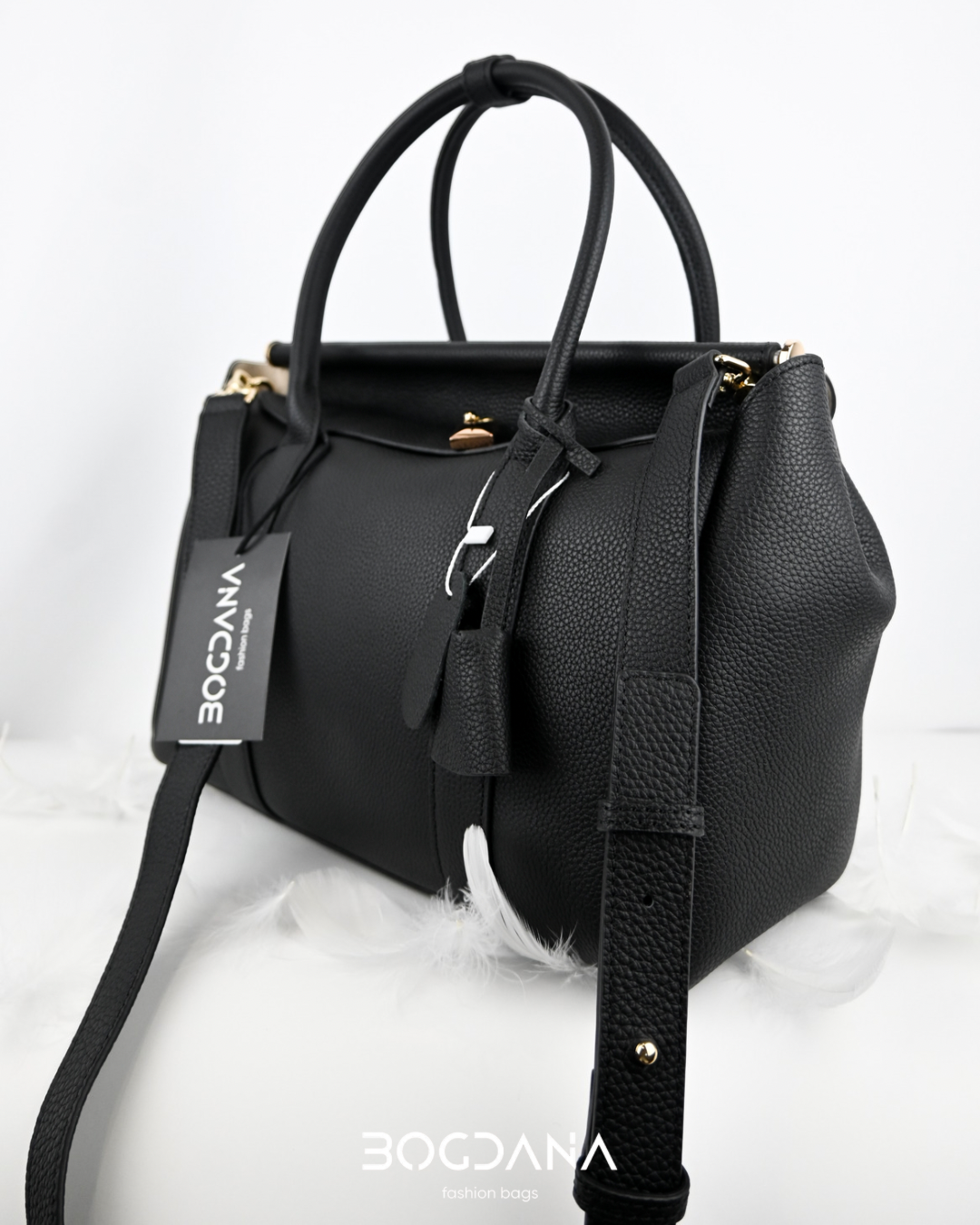 Bogdana Signature — Genuine Leather Handbag with Top Handles and Long Adjustable Strap