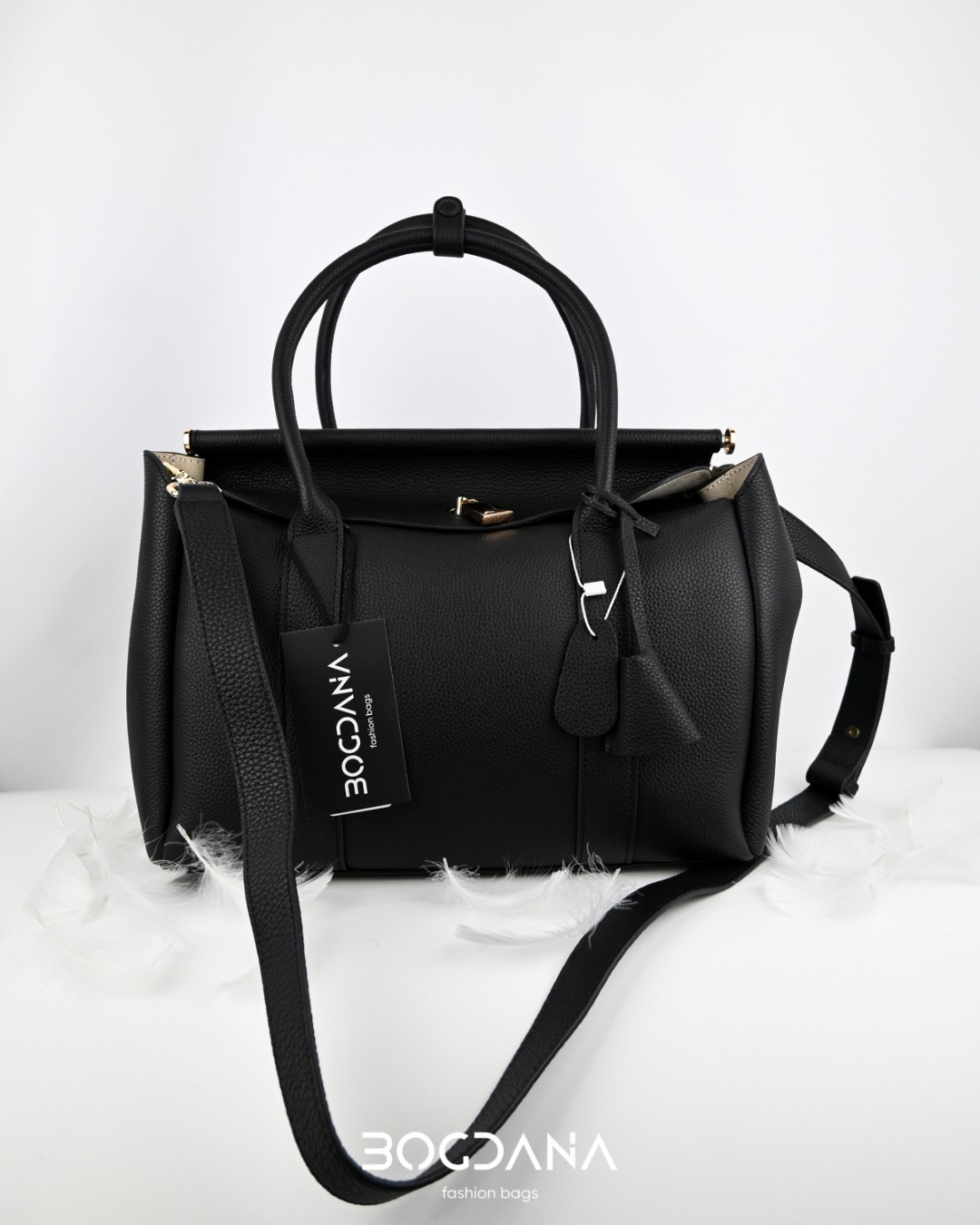 Bogdana Signature — Genuine Leather Handbag with Top Handles and Long Adjustable Strap