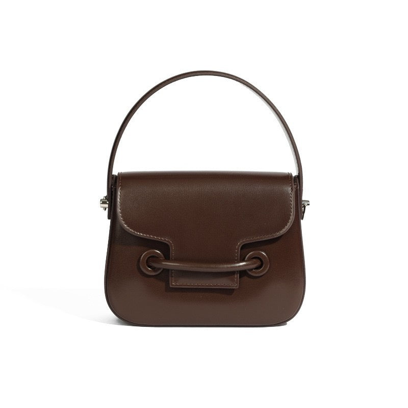 Élégance en Cuir – Genuine Leather Structured Top Handle Bag with Detachable Shoulder Strap