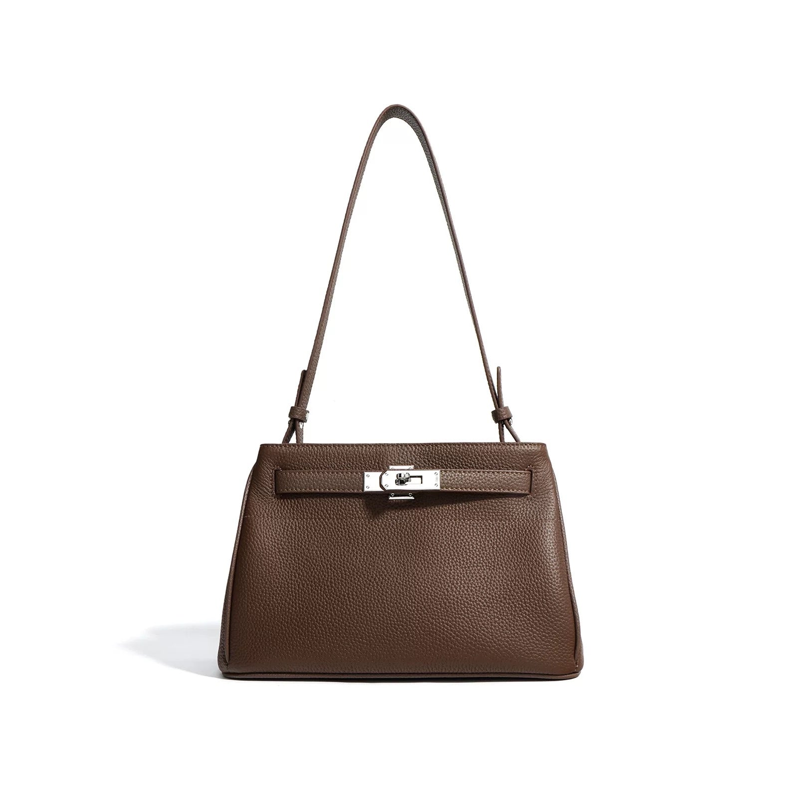 Classic Luxe Adjustable Shoulder Bag – Genuine Leather Handbag with Polished Hardware