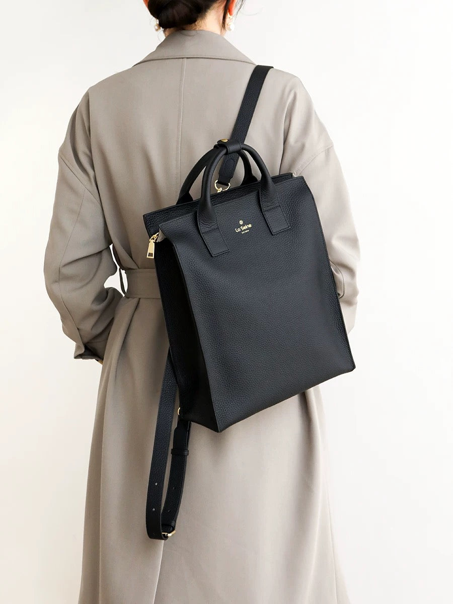 La Seine Genuine Leather 2-in-1 Tote Backpack for Documents & 13” Laptop