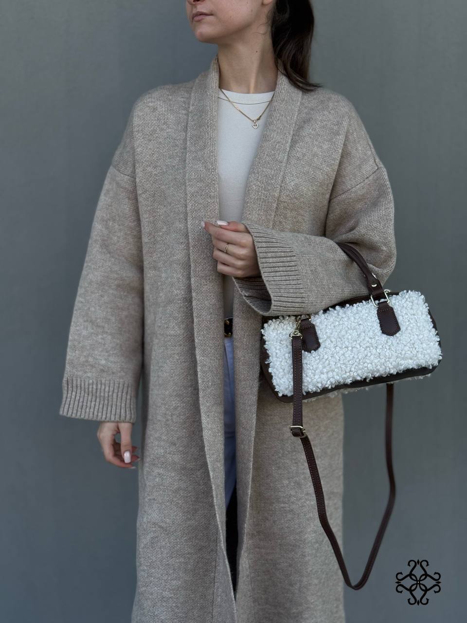 Bogdana Toscana Shearling — Genuine Leather & Shearling Crossbody Bag with Adjustable Strap