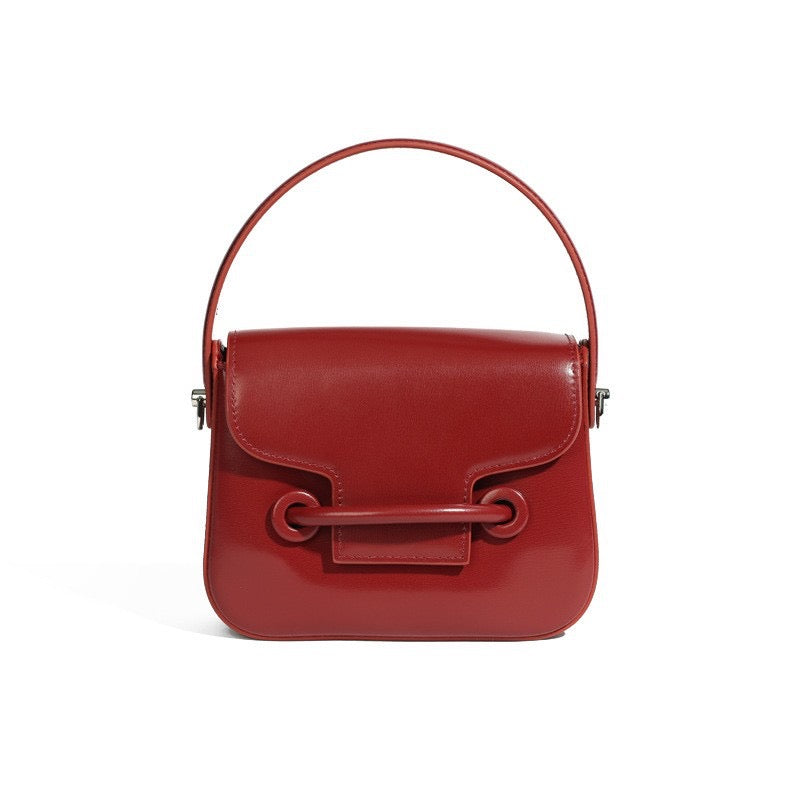Élégance en Cuir – Genuine Leather Structured Top Handle Bag with Detachable Shoulder Strap