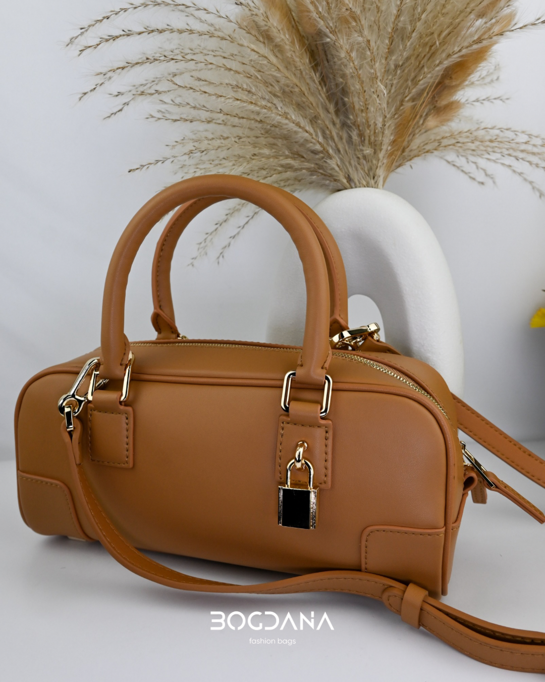 Elegant “Lock Charm” Genuine Leather Bag