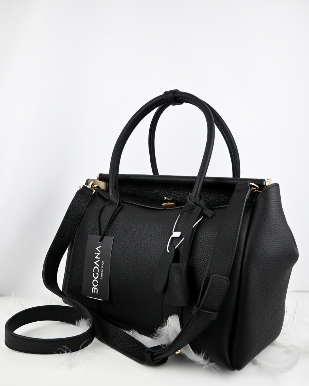 Bogdana Signature — Genuine Leather Handbag with Top Handles and Long Adjustable Strap