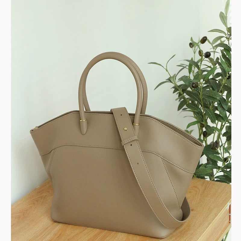 Gleam Luxe — Genuine Leather Tote Bag with a Metallic Shine ✨