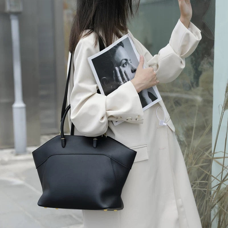 Gleam Luxe — Genuine Leather Tote Bag with a Metallic Shine ✨
