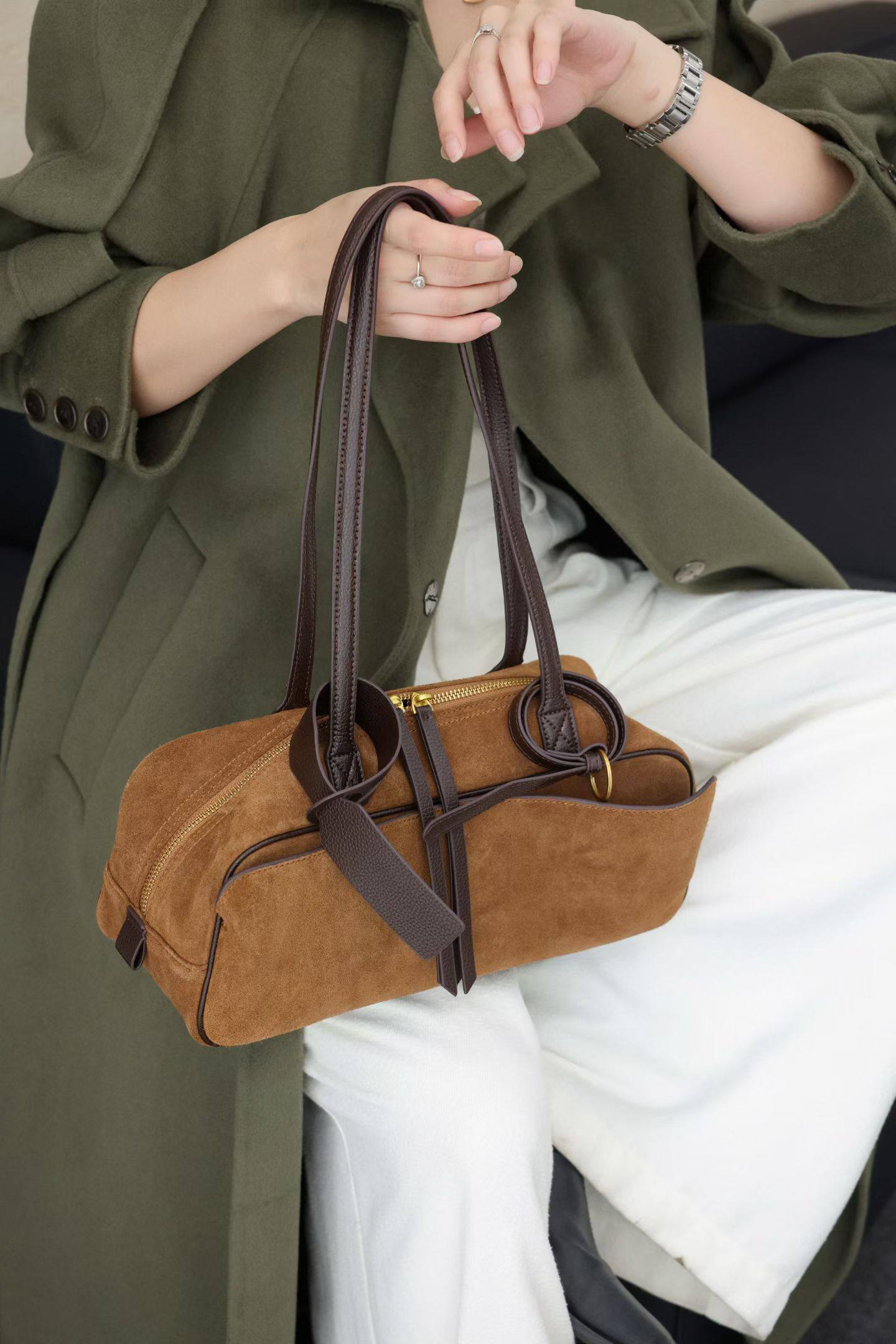 Pre-order. Siena Suede & Leather Bag