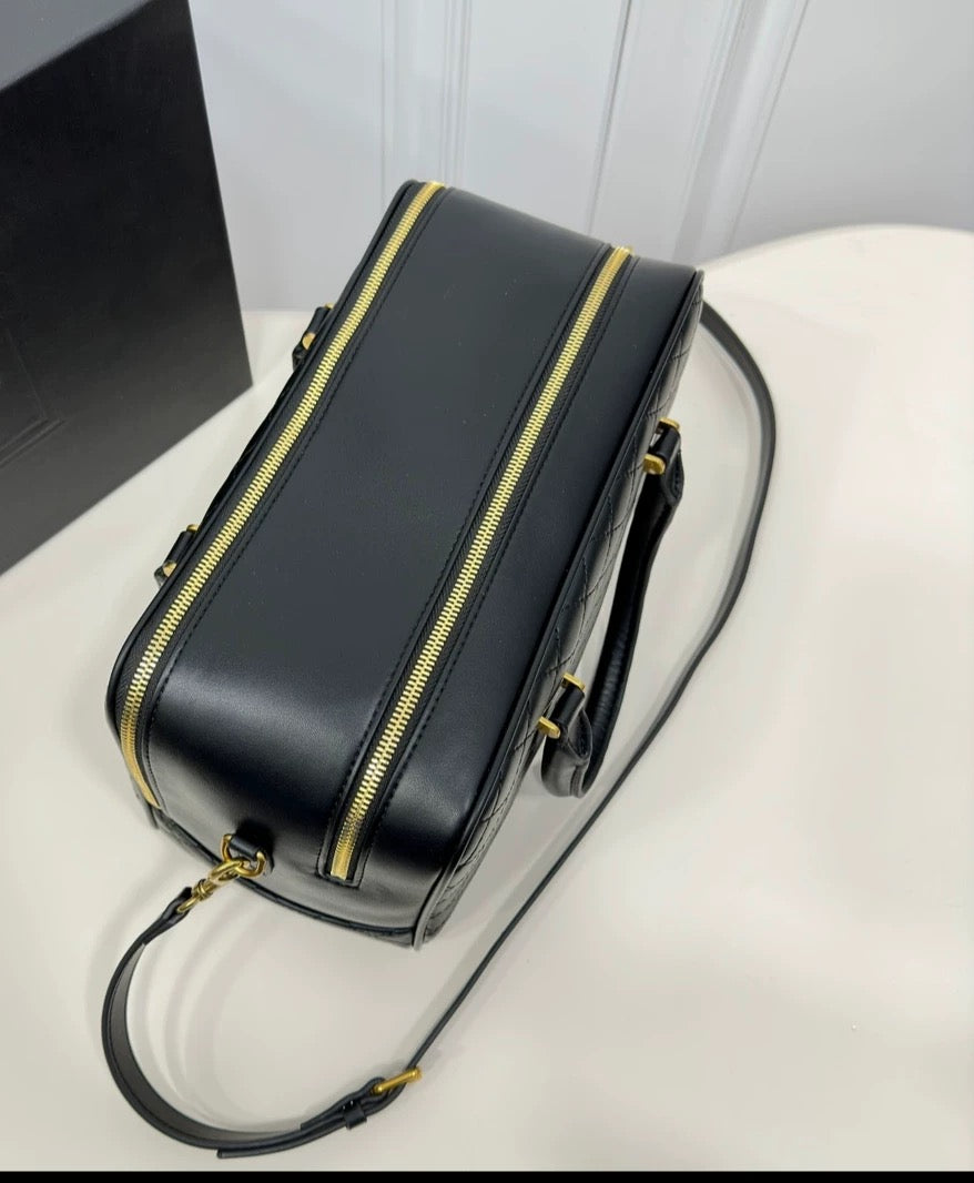 “Elegance Quilted” Genuine Leather Bag with Long Adjustable Strap