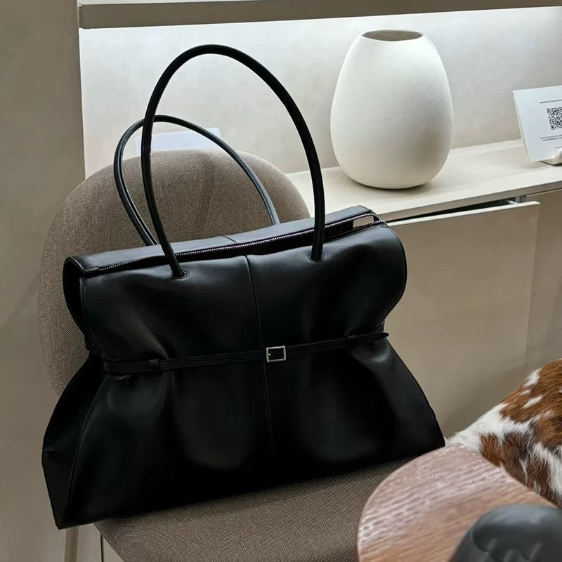 Silhouette Noir-Genuine Leather Top Handle Shoulder Bag