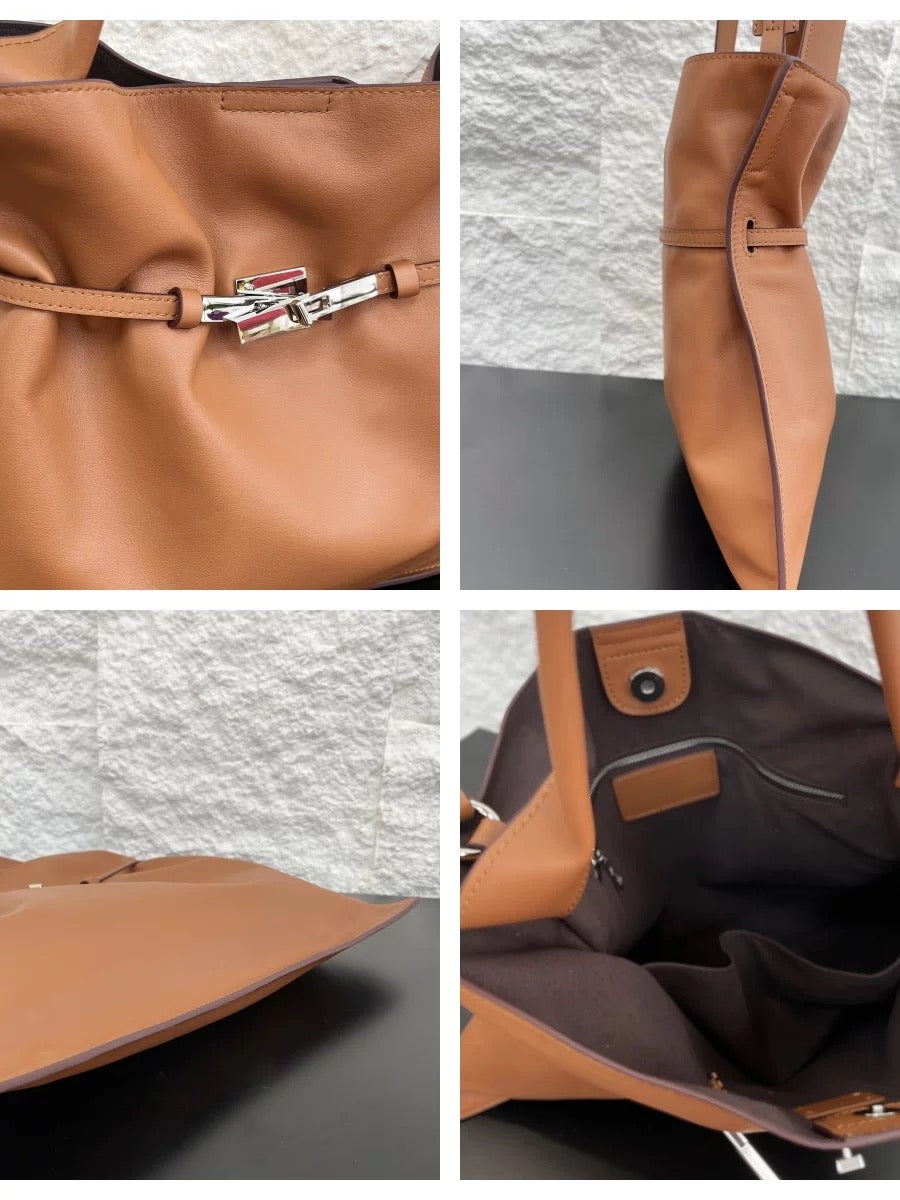 LuxeCity Leather Tote – genuine leather bag with top handle & adjustable strap, fits 14” laptop