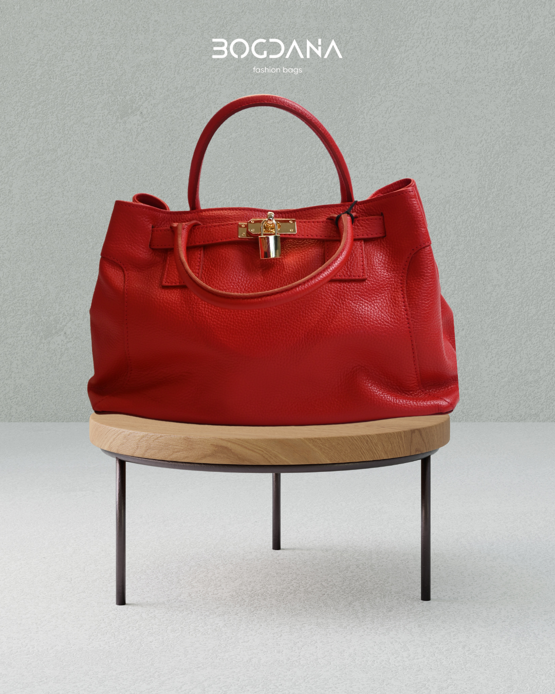 Bogdana Firenze – Genuine Leather Bag, Made in Italy 🇮🇹 (Black & Red)
