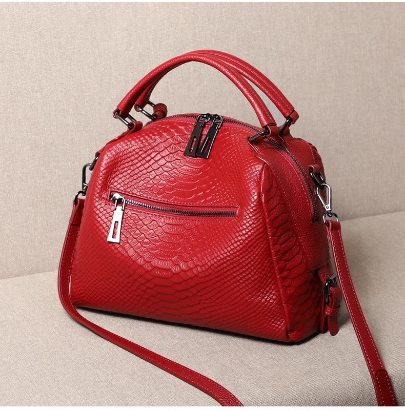 Scarlet Luxe – Statement Shoulder Bag in Textured PU Leather