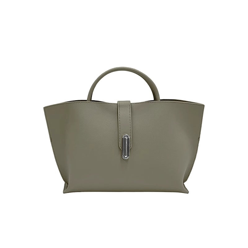 Elegant Suede Handbag with Faux Leather Accents and Detachable Strap