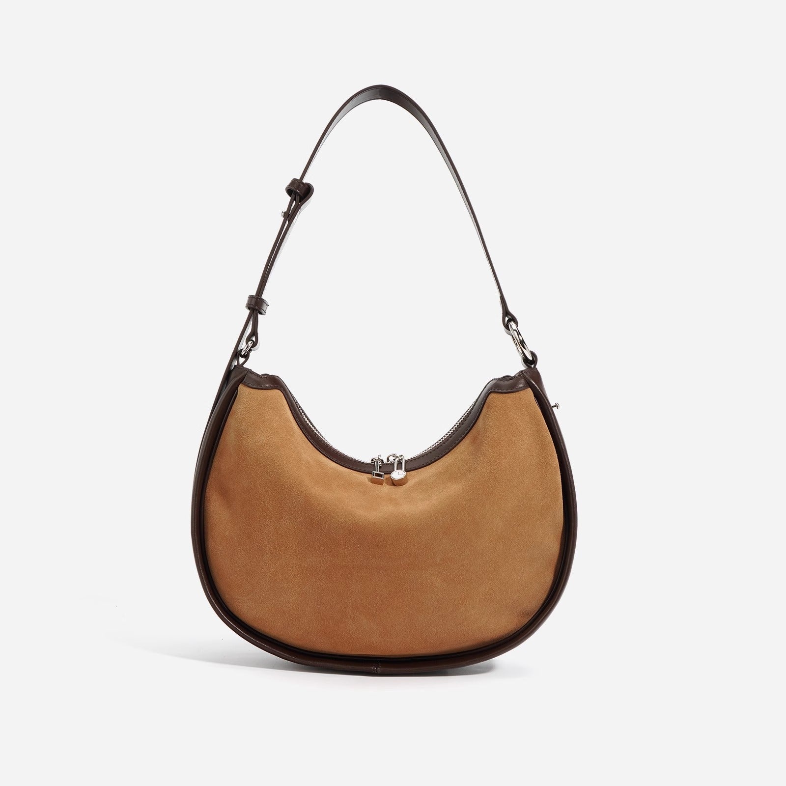 3-in-1 Designer Shoulder Bag – Genuine Leather & Suede | Crescent Crossbody | Adjustable Strap | Minimalist Luxury Handbag