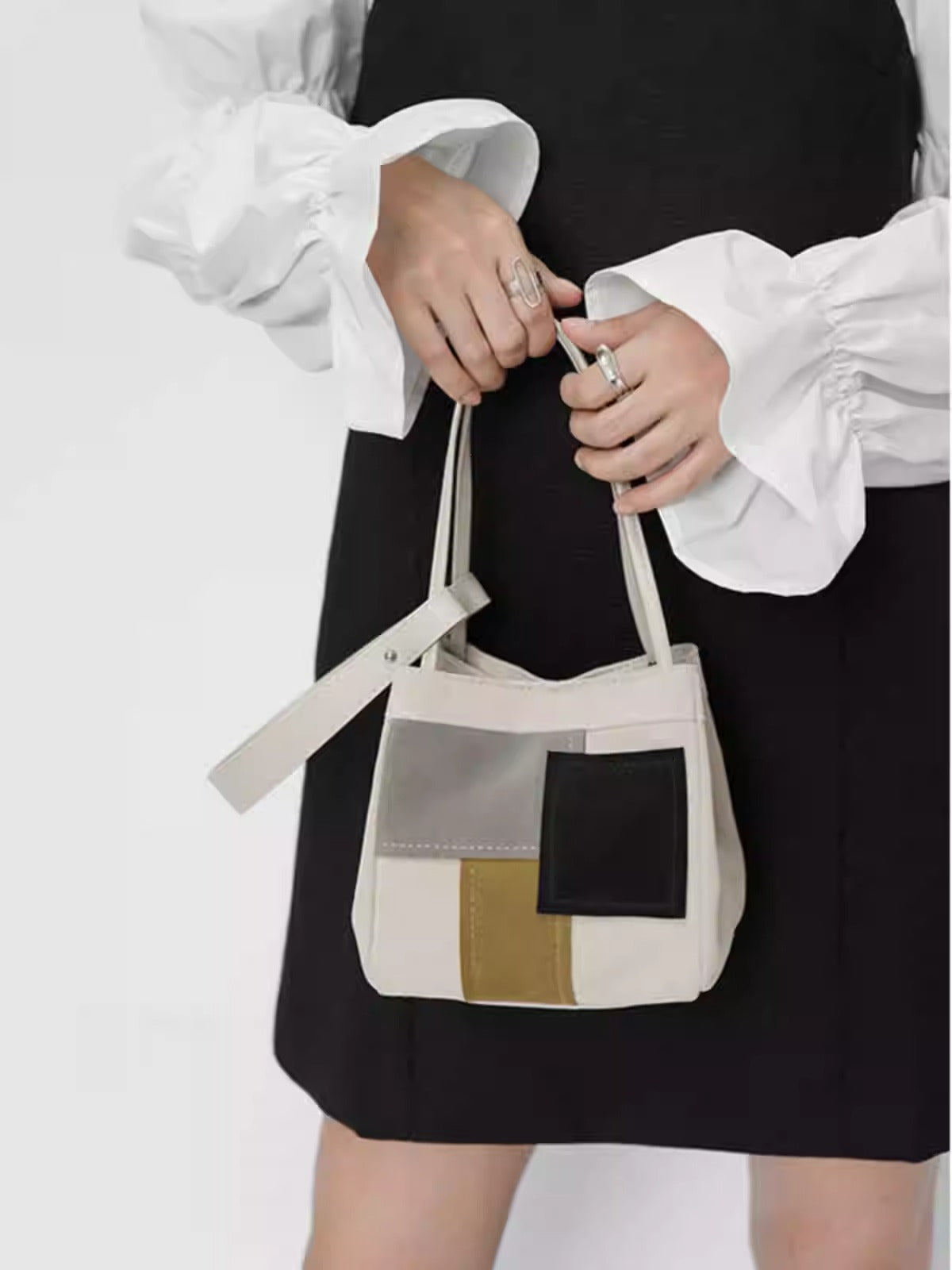 Artisan Flair – Geometric Suede & Genuine Leather Mini Bag