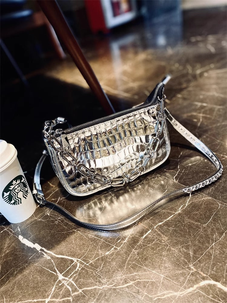Lustrous Elegance Leather Shoulder Bag