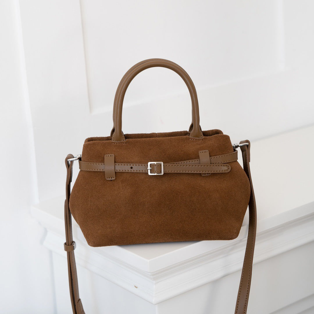 Petite Elegance – Small Genuine Suede and Leather Bag