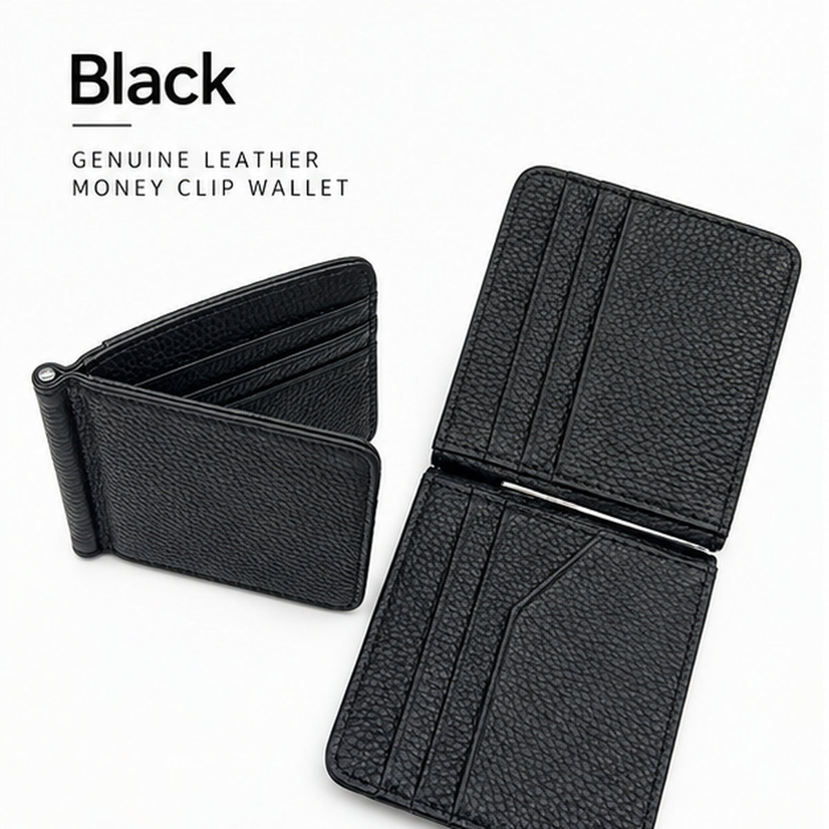 Genuine Leather Money Clip Wallet – Slim Card Holder for Men & Women