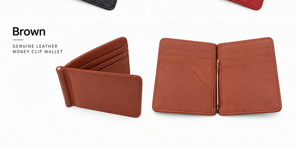 Genuine Leather Money Clip Wallet – Slim Card Holder for Men & Women