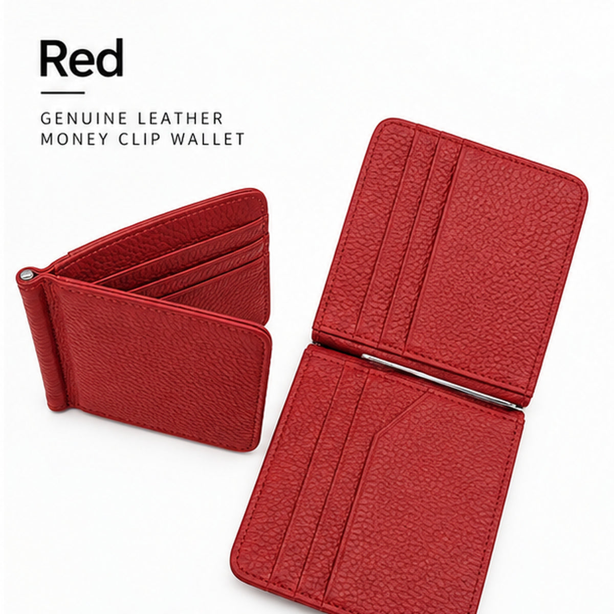 Genuine Leather Money Clip Wallet – Slim Card Holder for Men & Women
