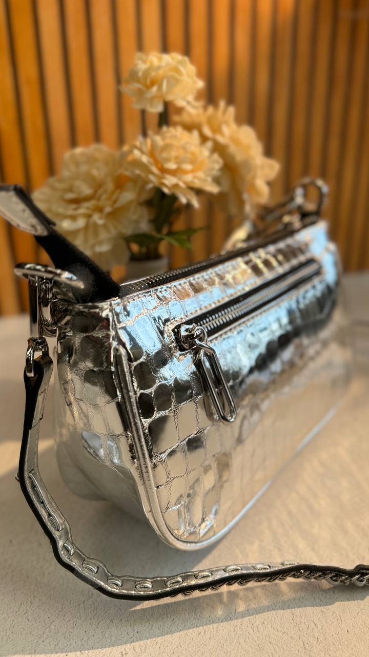 Lustrous Elegance Leather Shoulder Bag