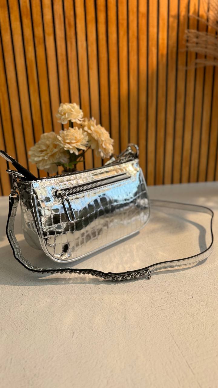 Lustrous Elegance Leather Shoulder Bag