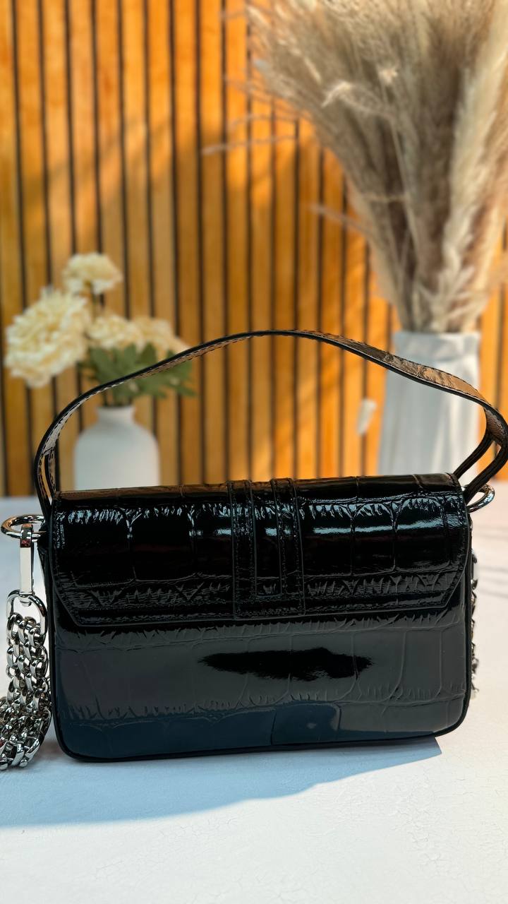 Glossy Chain Genuine Leather Bag