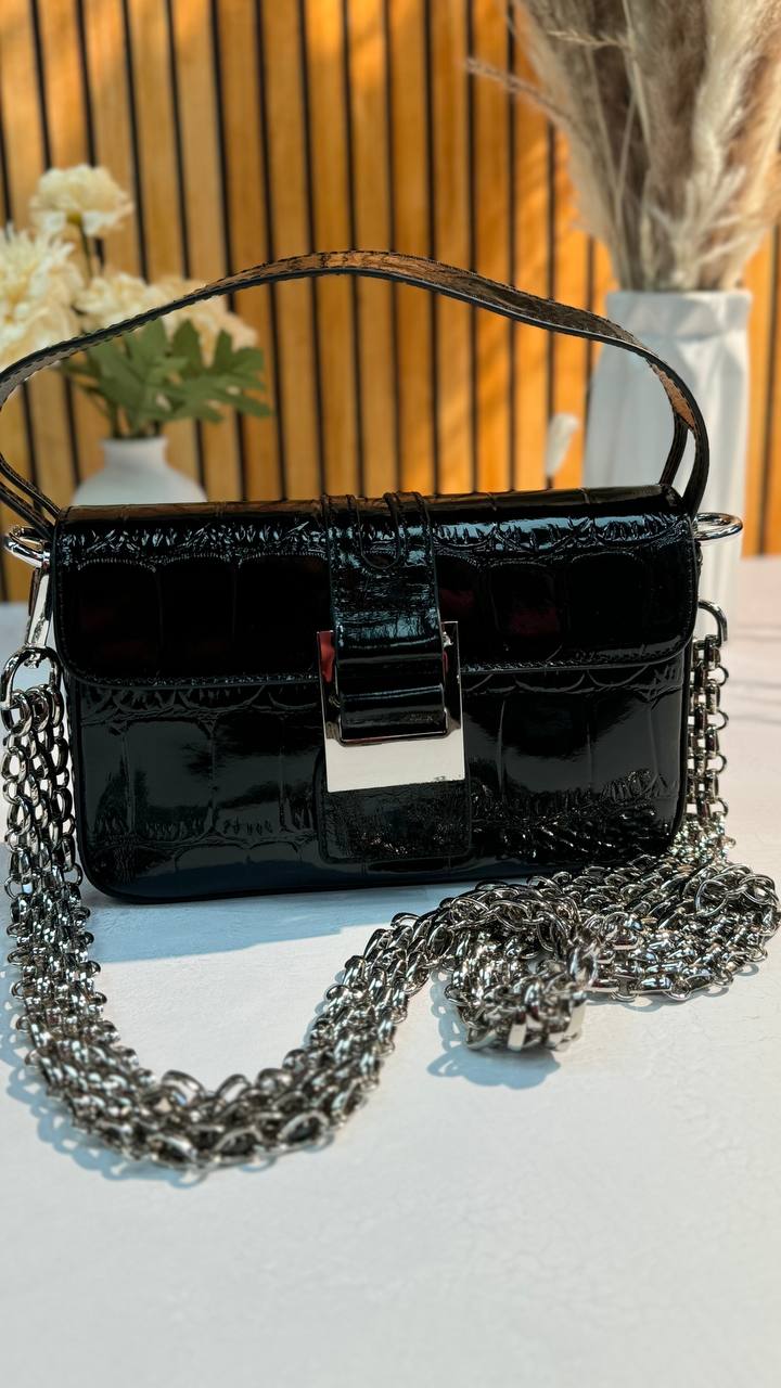Glossy Chain Genuine Leather Bag