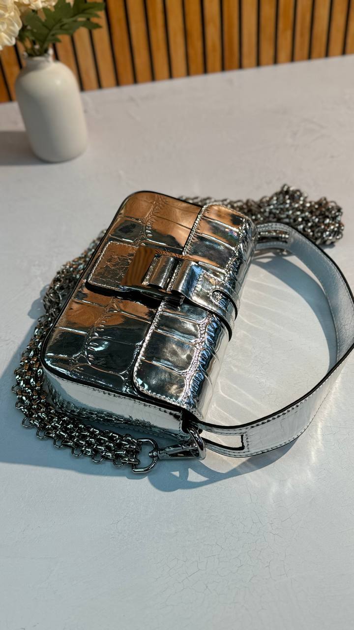 Glossy Chain Genuine Leather Bag