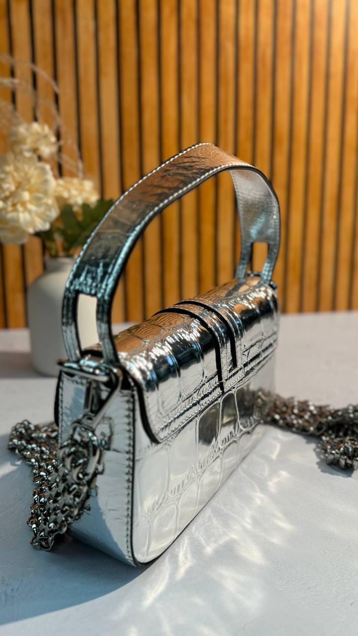 Glossy Chain Genuine Leather Bag