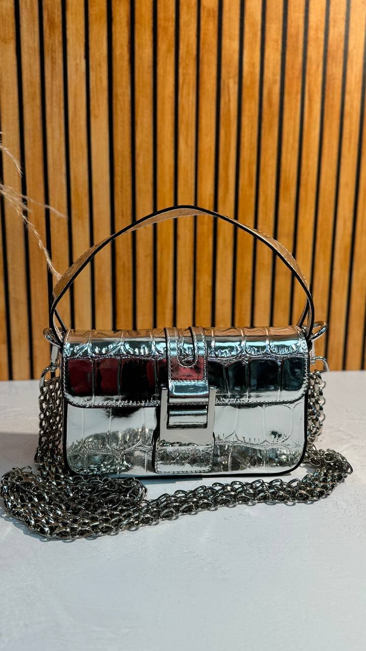 Glossy Chain Genuine Leather Bag