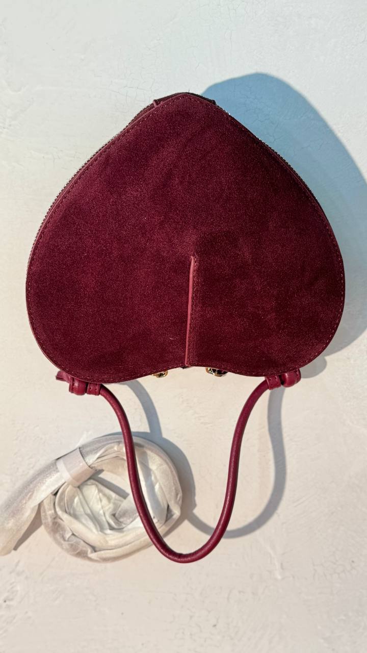 Mini Leather and Suede Handbag “Heart Chic”