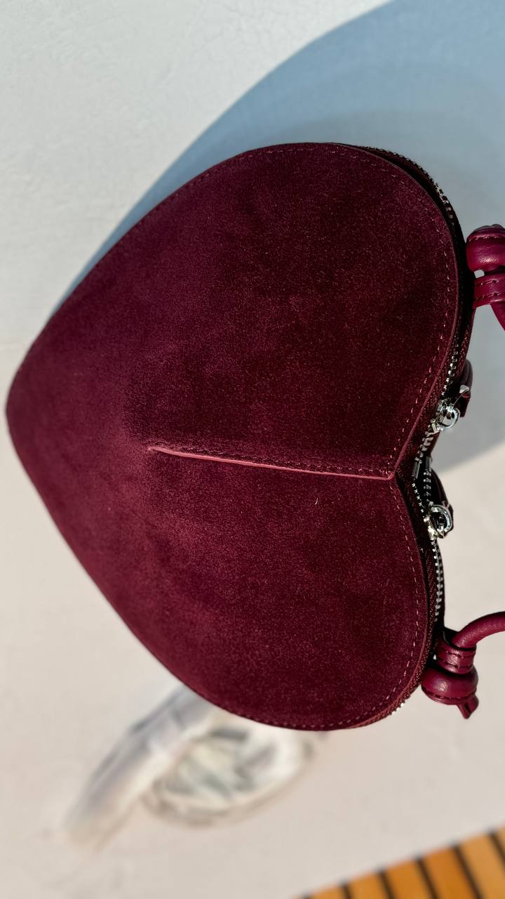 Mini Leather and Suede Handbag “Heart Chic”