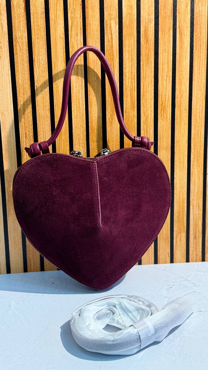 Mini Leather and Suede Handbag “Heart Chic”