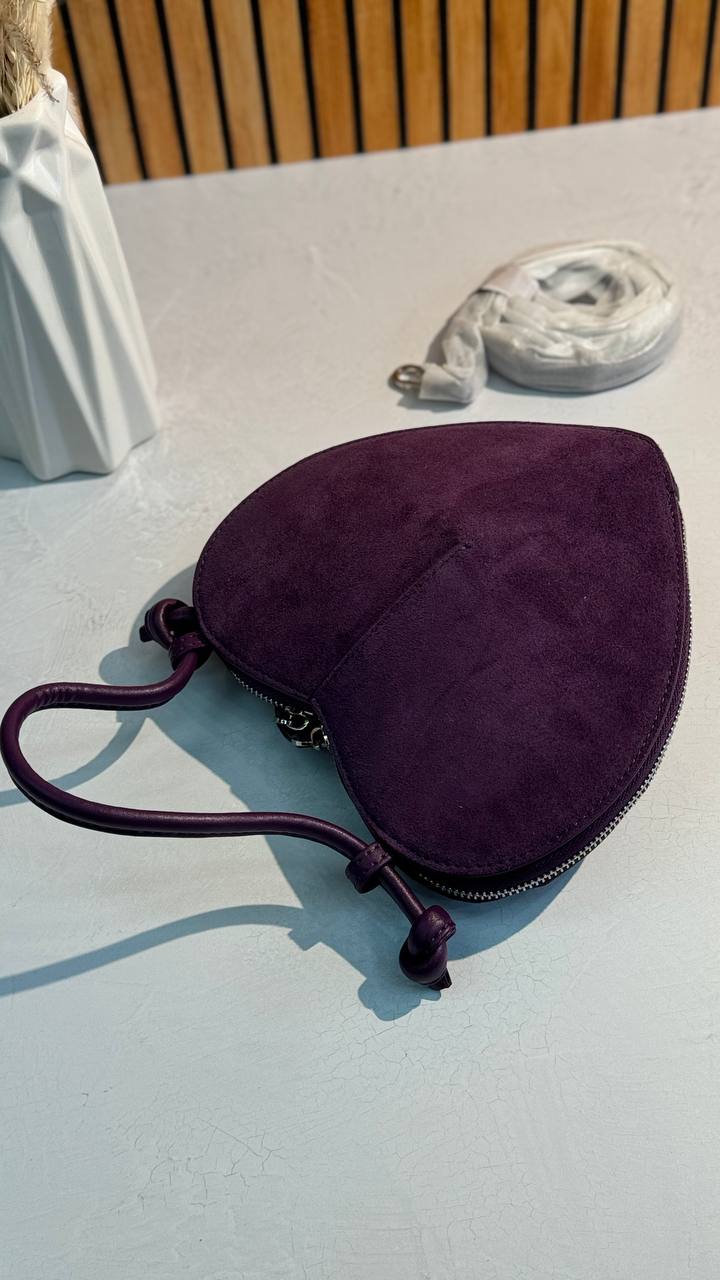 Mini Leather and Suede Handbag “Heart Chic”