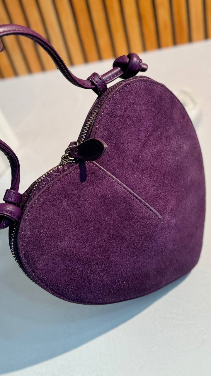 Mini Leather and Suede Handbag “Heart Chic”