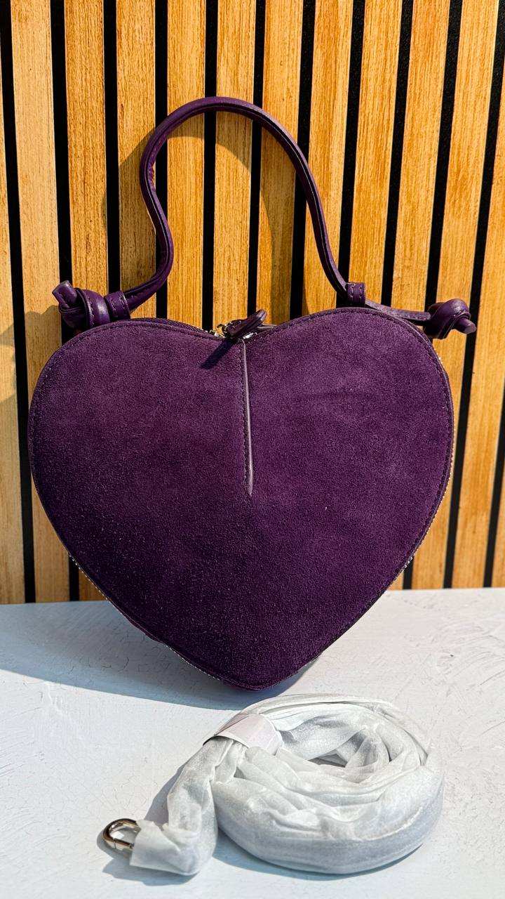 Mini Leather and Suede Handbag “Heart Chic”