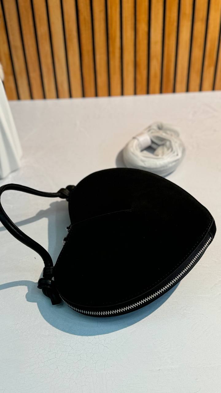Mini Leather and Suede Handbag “Heart Chic”