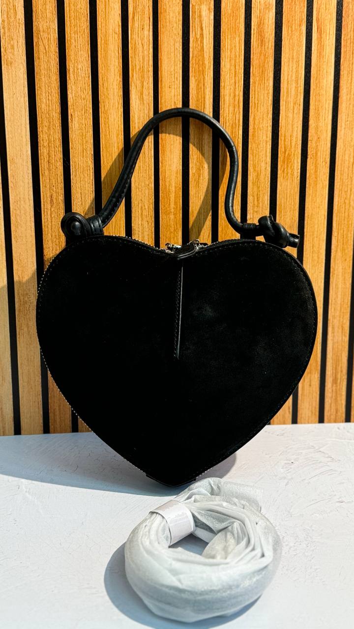 Mini Leather and Suede Handbag “Heart Chic”