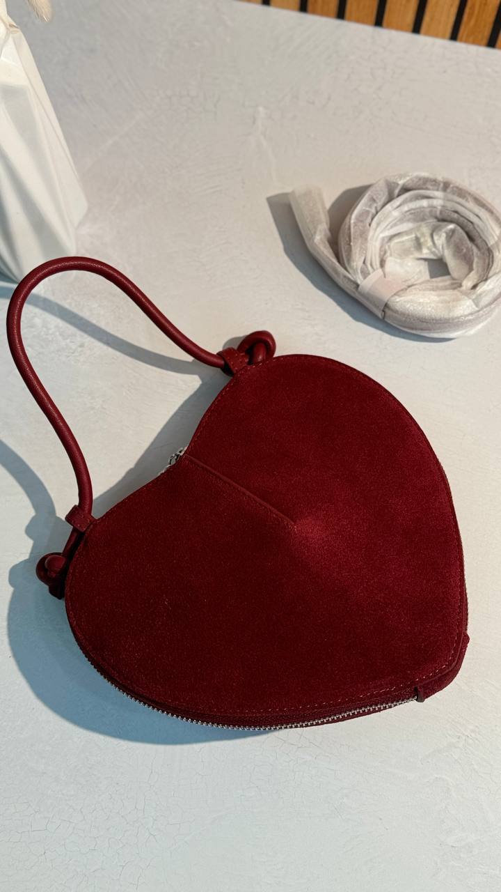 Mini Leather and Suede Handbag “Heart Chic”