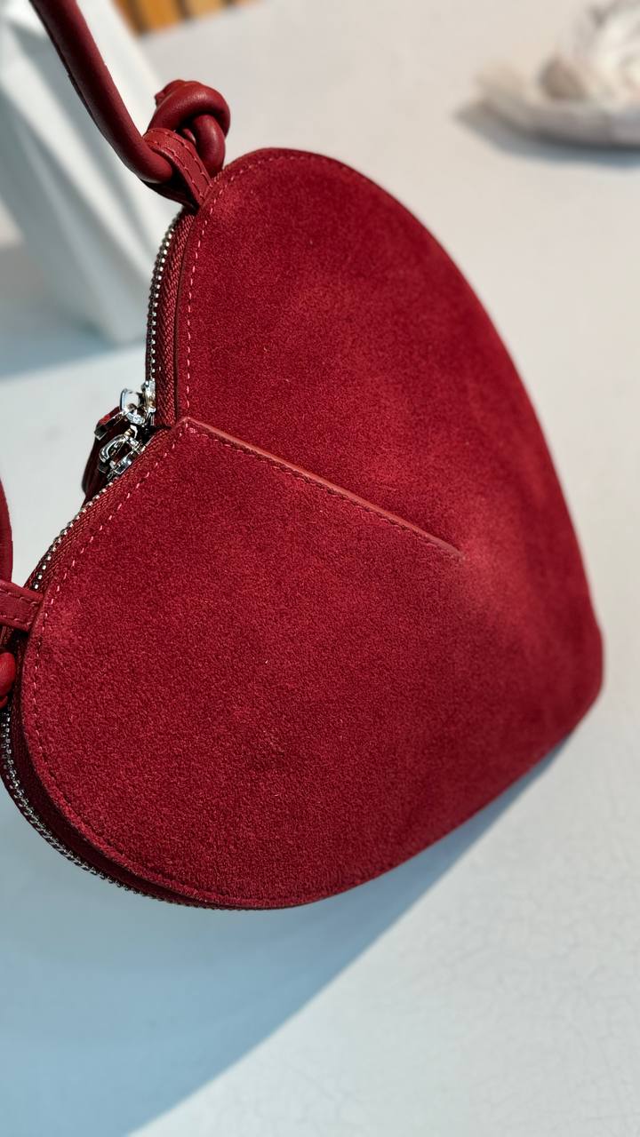 Mini Leather and Suede Handbag “Heart Chic”