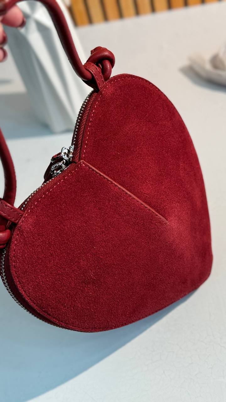 Mini Leather and Suede Handbag “Heart Chic”