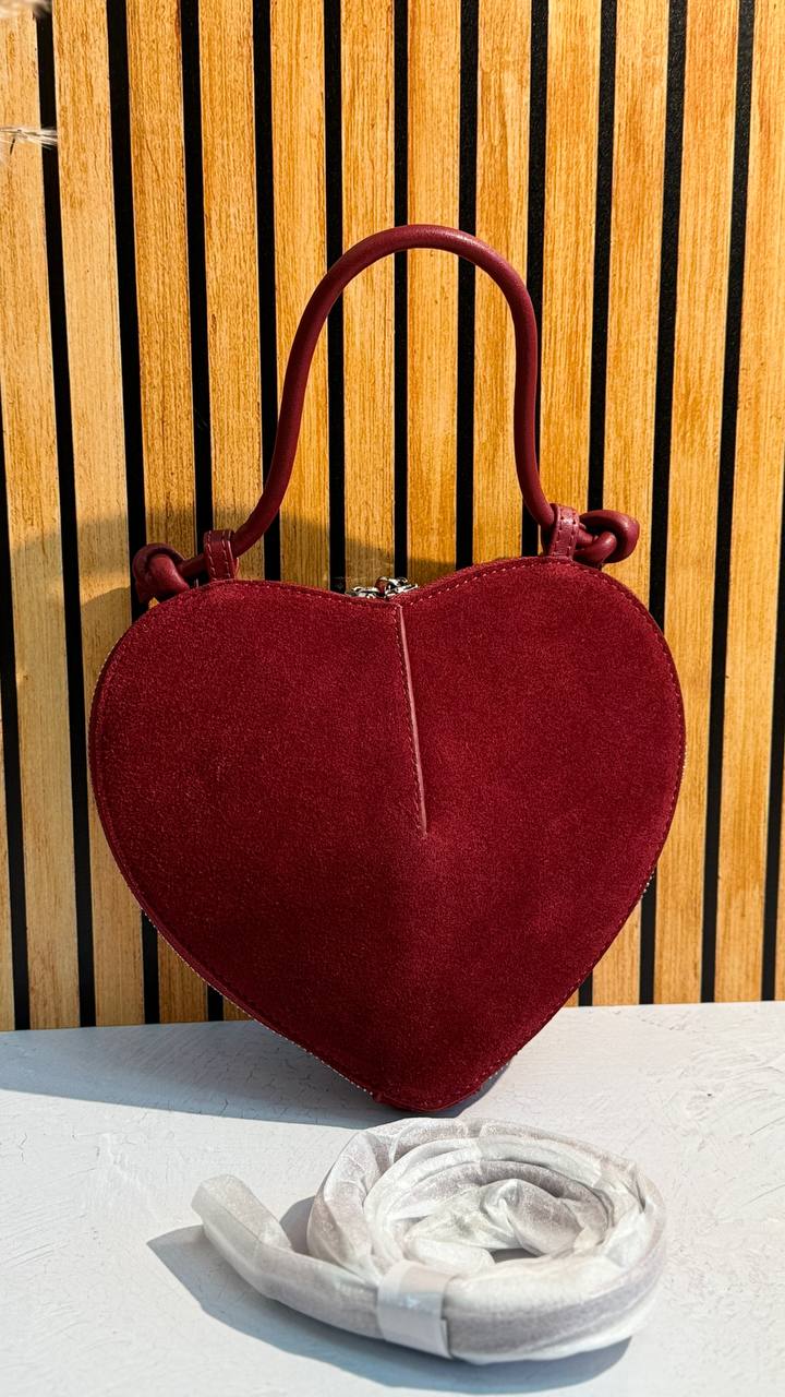 Mini Leather and Suede Handbag “Heart Chic”