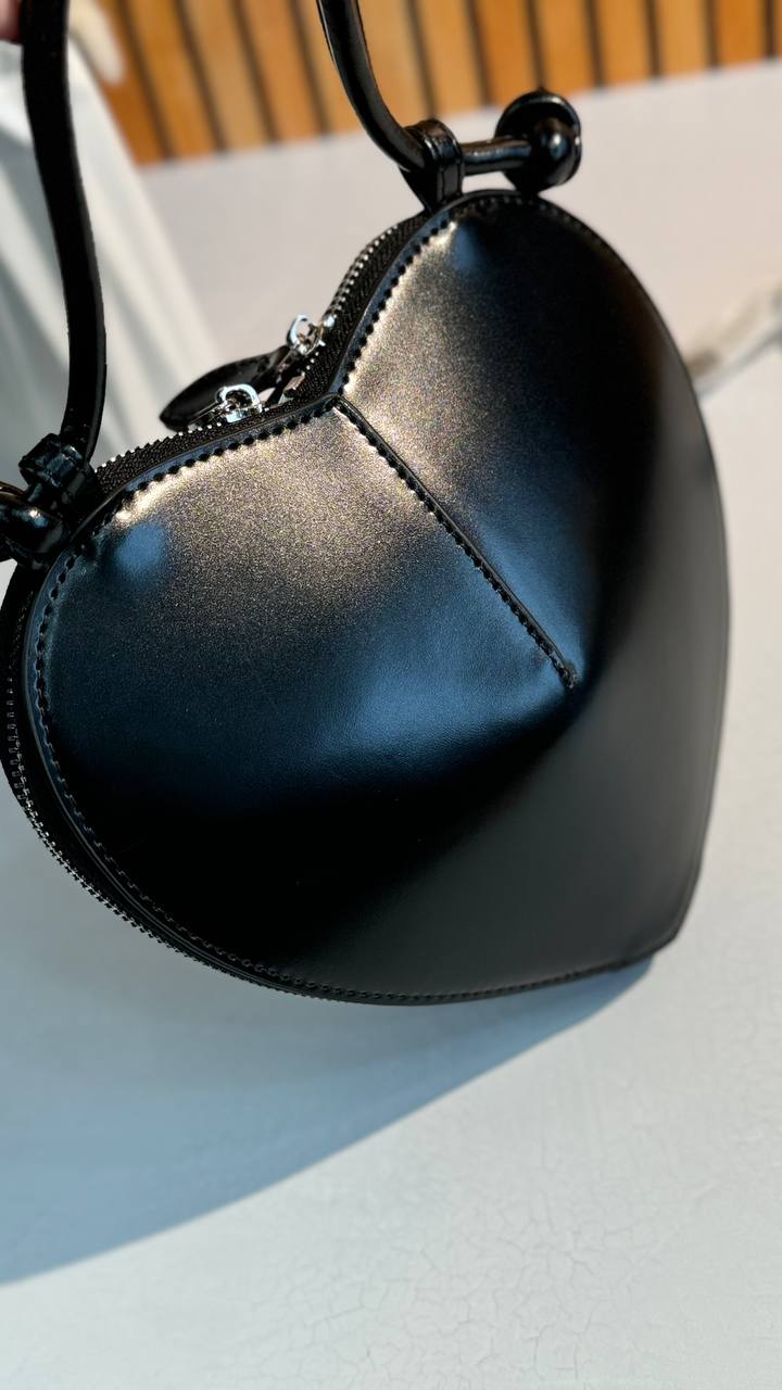 Mini Leather and Suede Handbag “Heart Chic”